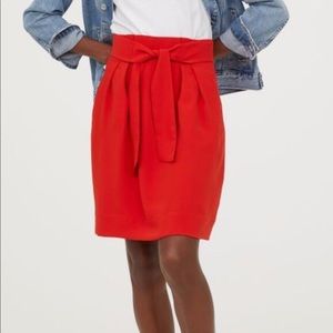 H&M red paper bag waist skirt